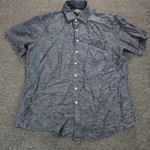 Rodd & Gunn Mens 2XL Italian Linen Shirt Short Sleeve Sports Fit Charcoal Grey